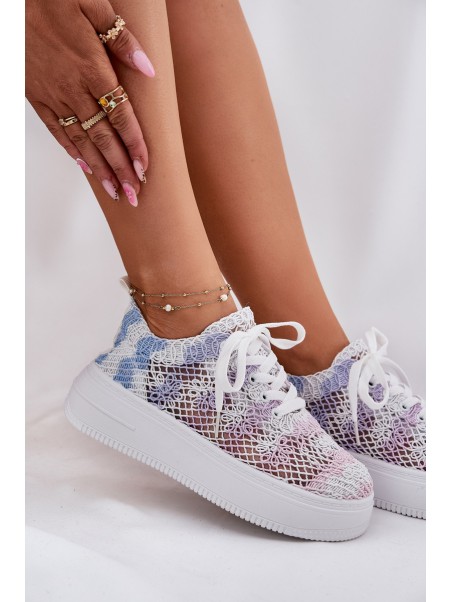Womens Platform Sneakers With Crocheted Upper Multicolor Mirietto