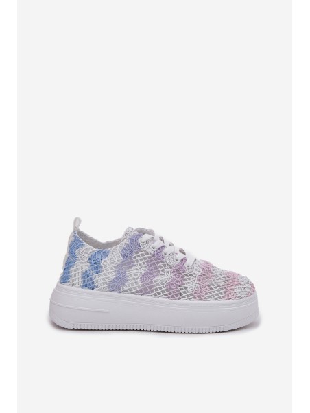 Womens Platform Sneakers With Crocheted Upper Multicolor Mirietto