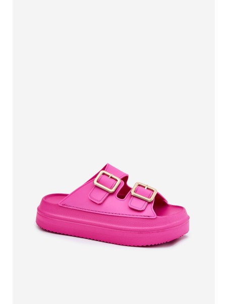Women's Platform Sandals With Golden Buckles Fuchsia Zorila