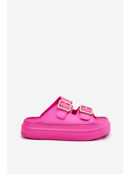 Women's Platform Sandals With Golden Buckles Fuchsia Zorila