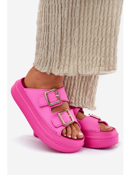 Women's Platform Sandals With Golden Buckles Fuchsia Zorila