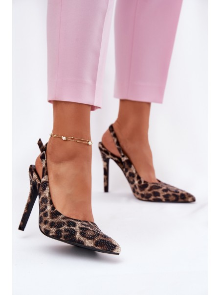 Embellished High Heels Leopard Beige-Black Kemonia