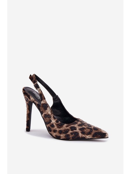 Embellished High Heels Leopard Beige-Black Kemonia
