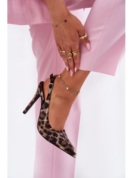 Embellished High Heels Leopard Beige-Black Kemonia