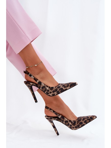 Embellished High Heels Leopard Beige-Black Kemonia