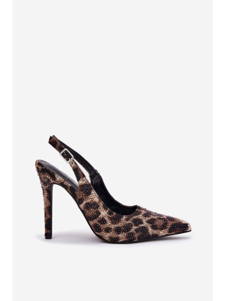 Embellished High Heels Leopard Beige-Black Kemonia
