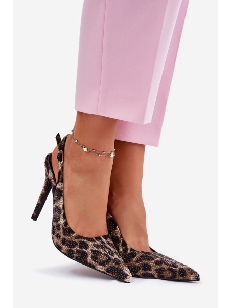 Embellished High Heels Leopard Beige-Black Kemonia
