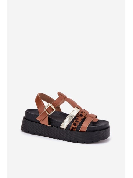 Womens sandals with straps on platform Camel Gallari