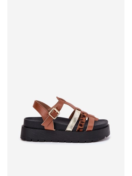 Womens sandals with straps on platform Camel Gallari