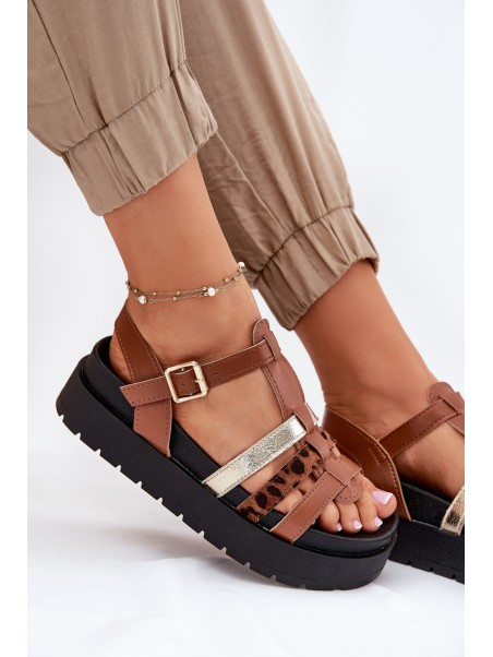 Womens sandals with straps on platform Camel Gallari