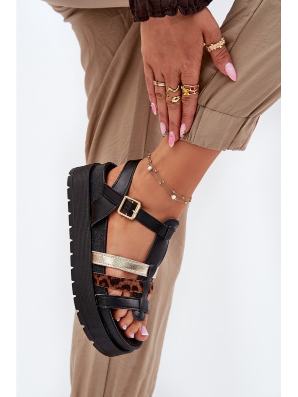 Women's Sandals With Straps On Platform Black Gallari 2