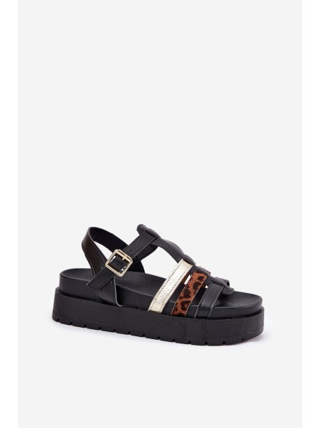 Women's Sandals With Straps On Platform Black Gallari