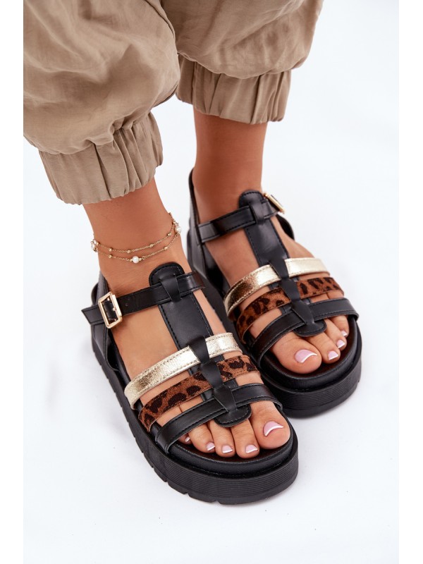Women's Sandals With Straps On Platform Black Gallari