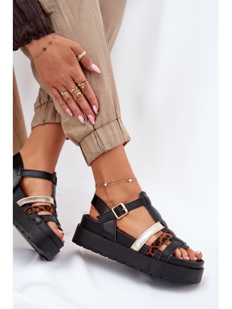 Women's Sandals With Straps On Platform Black Gallari