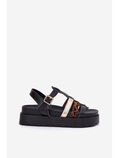 Women's Sandals With Straps On Platform Black Gallari