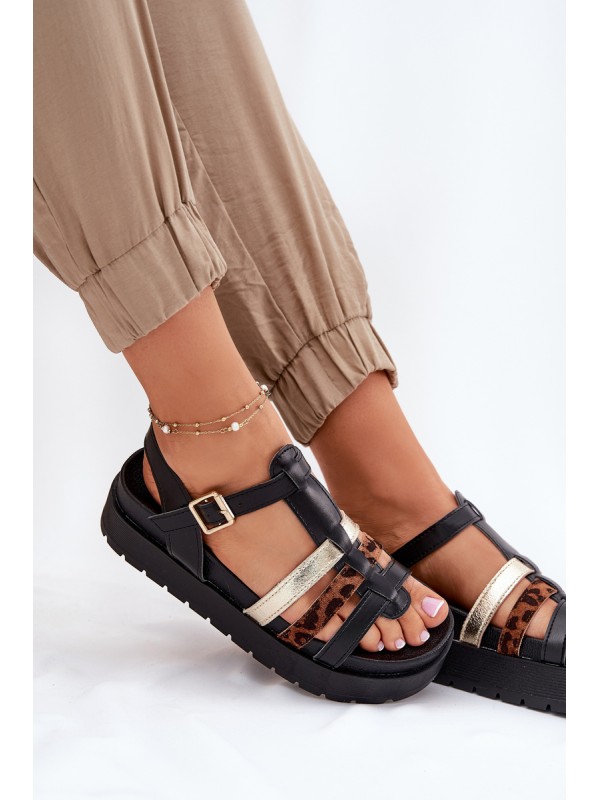 Women's Sandals With Straps On Platform Black Gallari