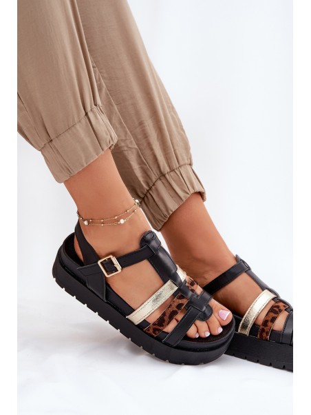Women's Sandals With Straps On Platform Black Gallari