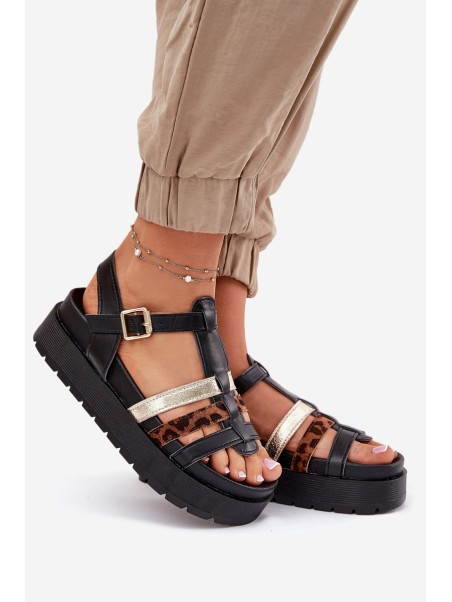 Women's Sandals With Straps On Platform Black Gallari