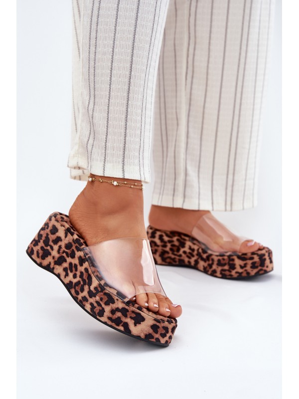 Women's sandals with transparent strap on wedge panther Meltiana