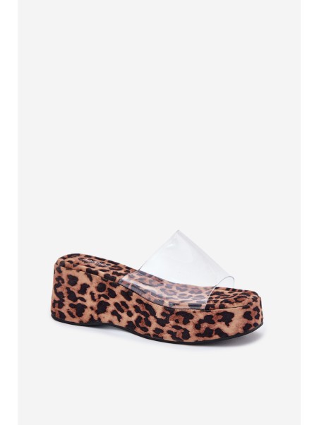 Women's sandals with transparent strap on wedge panther Meltiana