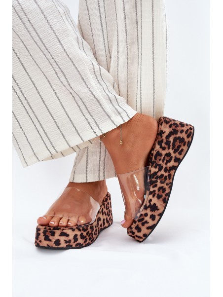 Women's sandals with transparent strap on wedge panther Meltiana