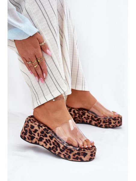 Women's sandals with transparent strap on wedge panther Meltiana