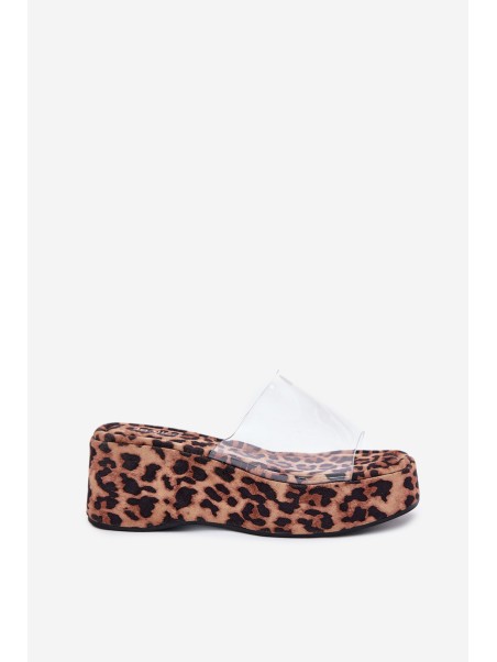 Women's sandals with transparent strap on wedge panther Meltiana