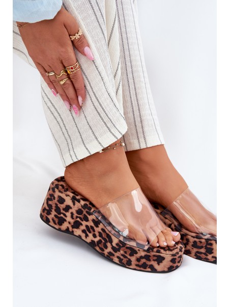 Women's sandals with transparent strap on wedge panther Meltiana
