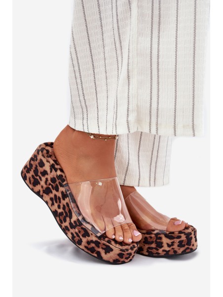 Women's sandals with transparent strap on wedge panther Meltiana