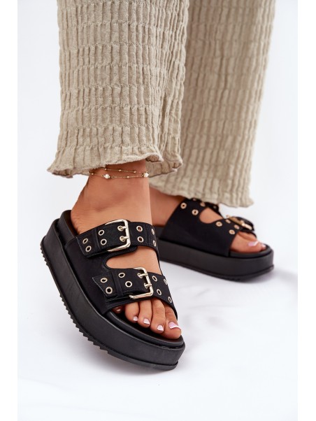 Women's Sandals With Buckles On Platform Black Nilatha