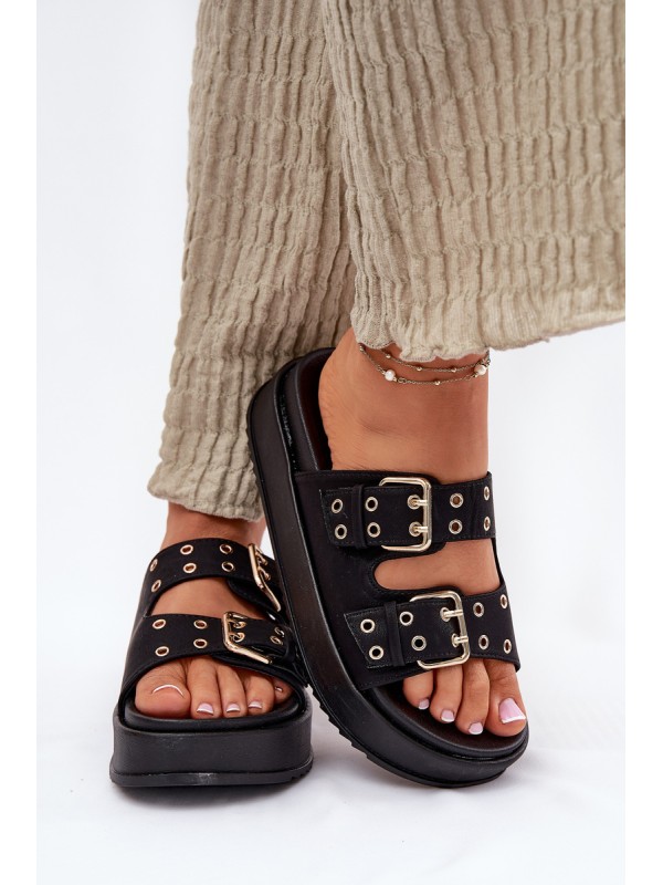 Women's Sandals With Buckles On Platform Black Nilatha 2