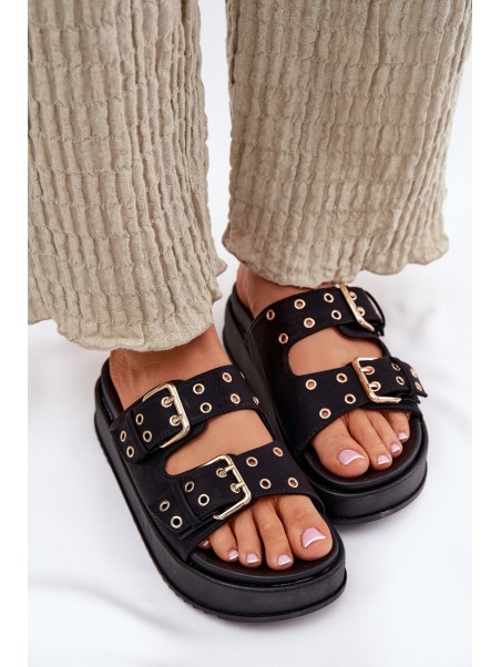 Women's Sandals With Buckles On Platform Black Nilatha
