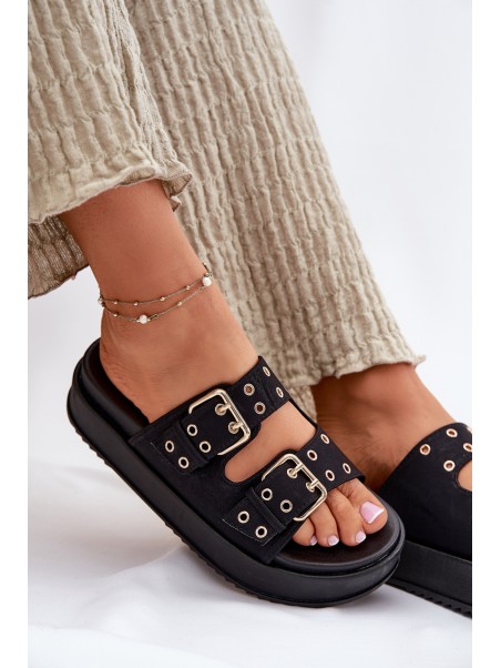 Women's Sandals With Buckles On Platform Black Nilatha