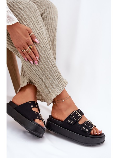 Women's Sandals With Buckles On Platform Black Nilatha