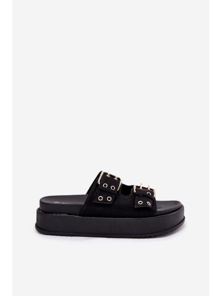 Women's Sandals With Buckles On Platform Black Nilatha