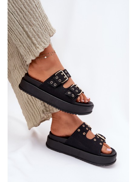 Women's Sandals With Buckles On Platform Black Nilatha