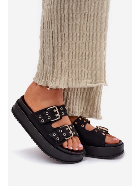 Women's Sandals With Buckles On Platform Black Nilatha
