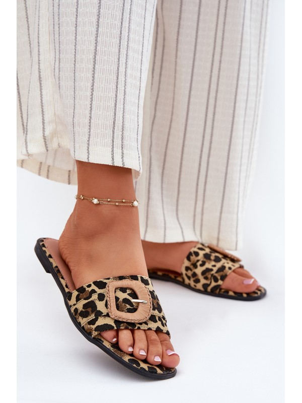 Flat Women's Slippers With Decorative Buckle Leopard Clariola 2