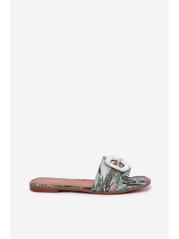 Flat Ladies Sandals With Decorative Buckle Multicolor Clariola