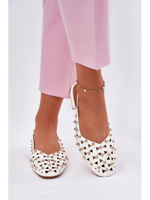 Embellished Ballet Flats On A Flat Heel White Nilarisela 2