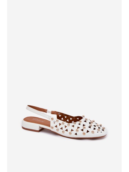 Embellished Ballet Flats On A Flat Heel White Nilarisela