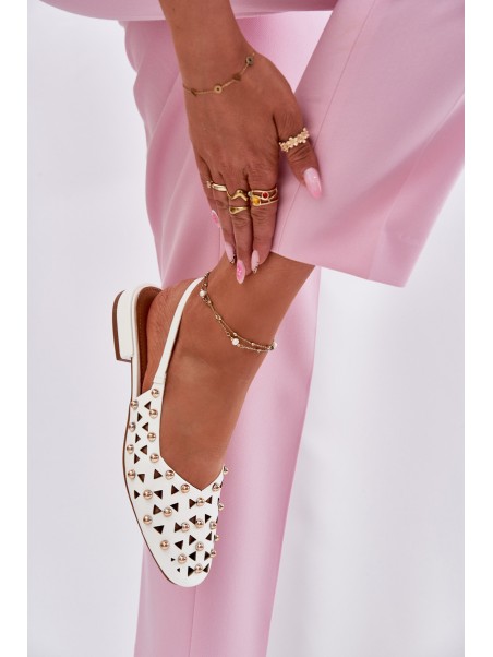 Embellished Ballet Flats On A Flat Heel White Nilarisela