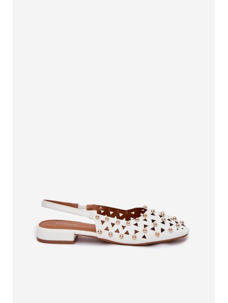 Embellished Ballet Flats On A Flat Heel White Nilarisela