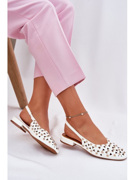 Embellished Ballet Flats On A Flat Heel White Nilarisela
