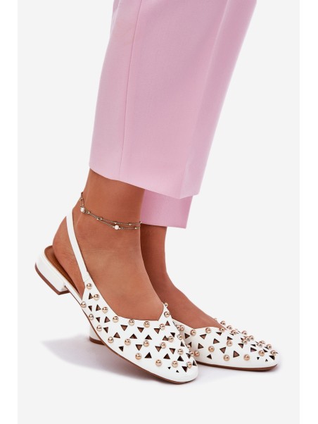 Embellished Ballet Flats On A Flat Heel White Nilarisela