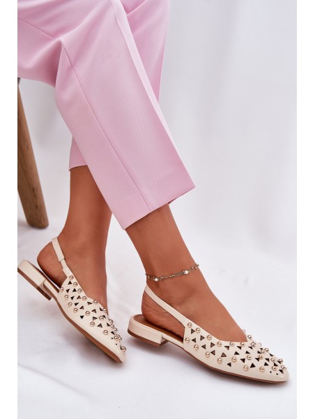 Embellished Ballerinas On A Flat Heel Beige Nilarisela