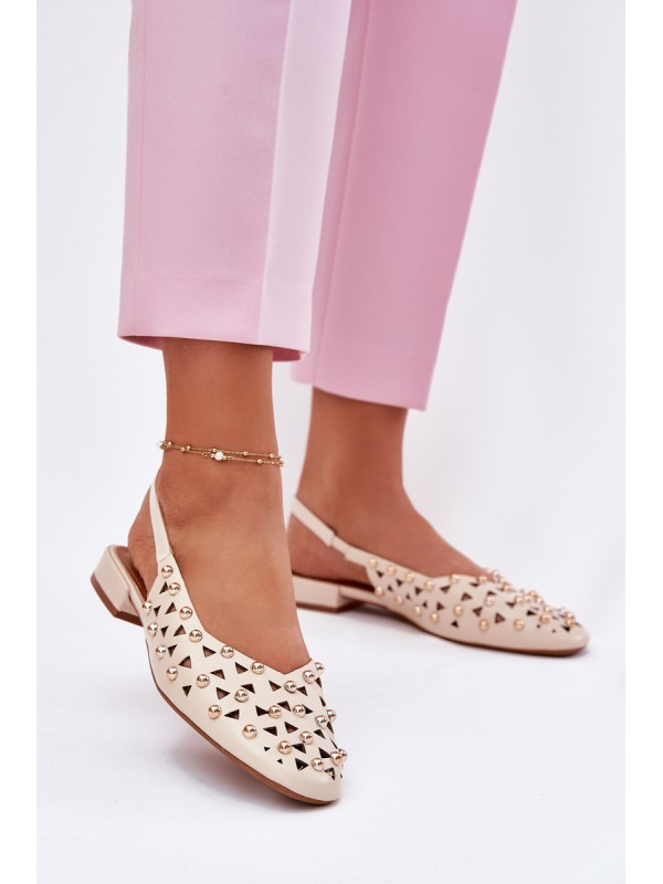 Embellished Ballerinas On A Flat Heel Beige Nilarisela