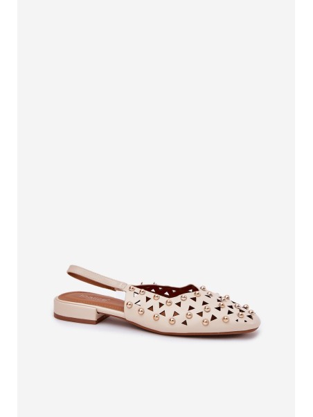 Embellished Ballerinas On A Flat Heel Beige Nilarisela