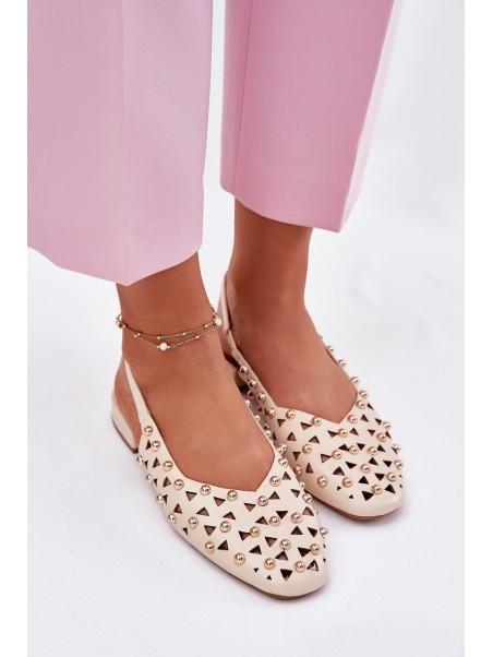 Embellished Ballerinas On A Flat Heel Beige Nilarisela