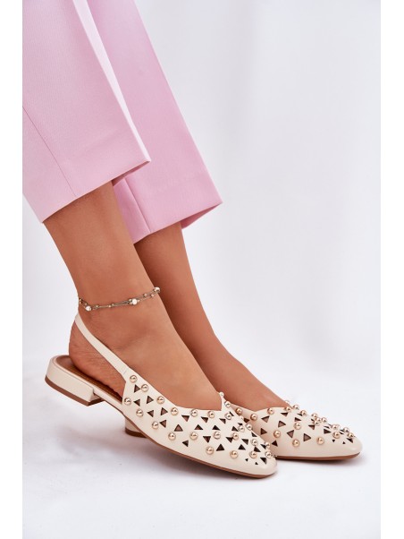 Embellished Ballerinas On A Flat Heel Beige Nilarisela